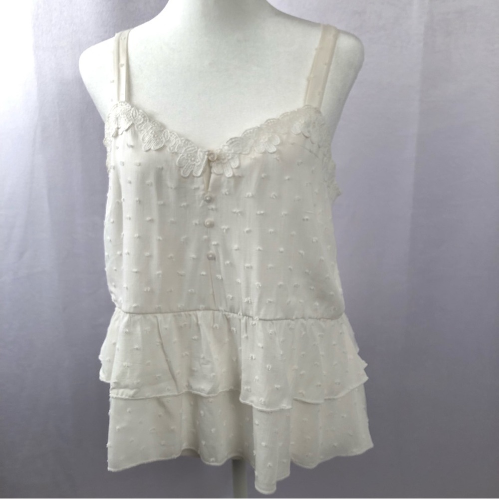 Urban Romantics white size small ruffly Spaghetti strap top Flowy and Romantic.